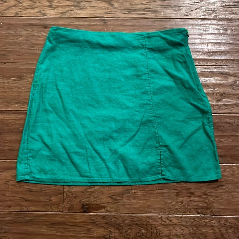 A New Day Green Linen Blend Mini Skirt Size S